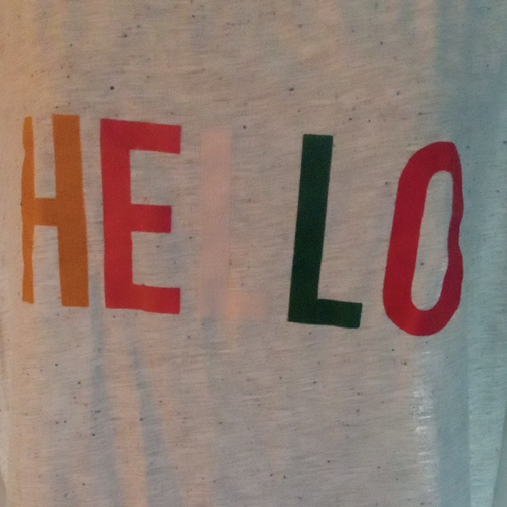 Hello Graphic Tee in Light Heather Gray - Picture 2 of 3